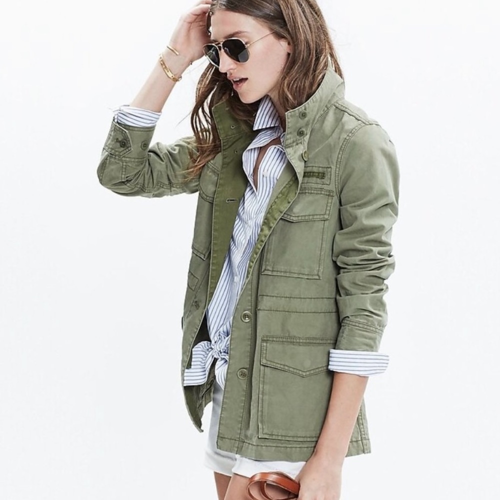 Madewell Surplus Jacket Utility Field Military Full Zip Pockets Cotton Women S